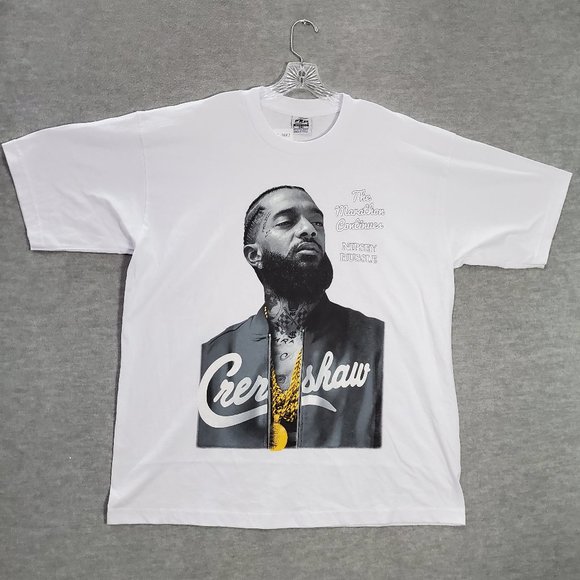 Nipsey Hussle Crenshaw Men Shirt 2XL White The Marathon Continues Crew Neck READ - Picture 1 of 9
